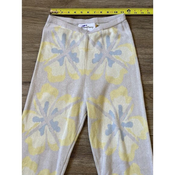 House of Sunny Retro Yellow Floral Knit Pants Size 2 - Picture 3 of 10